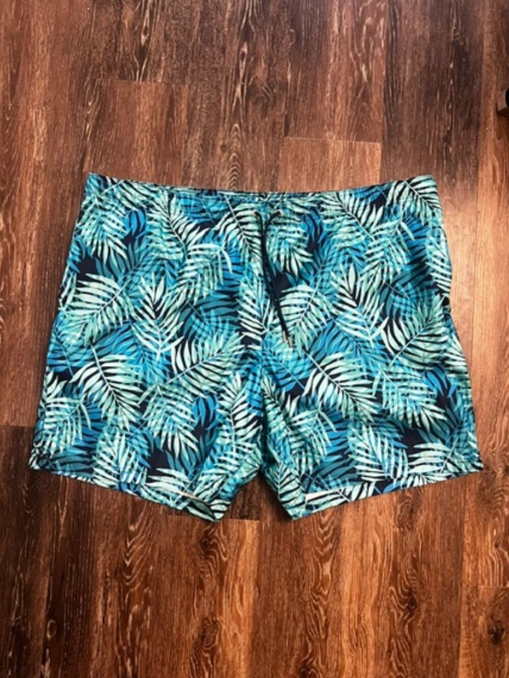 Men's Land's End Swim Shorts, Size 3XLT, Blue Tropical, Pockets, Ex Con!